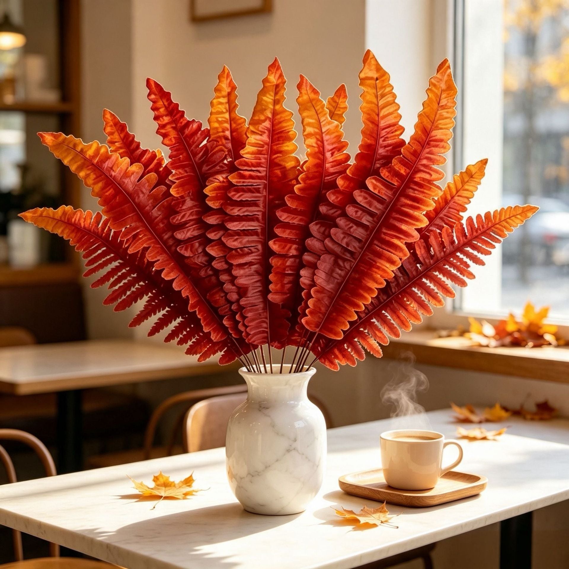 Künstliche Persische Farnblätter, 44 cm lang, 20 Stück, realistisches Grün für Vasen, Hochzeiten, Dekoration, Büro, Zuhause
