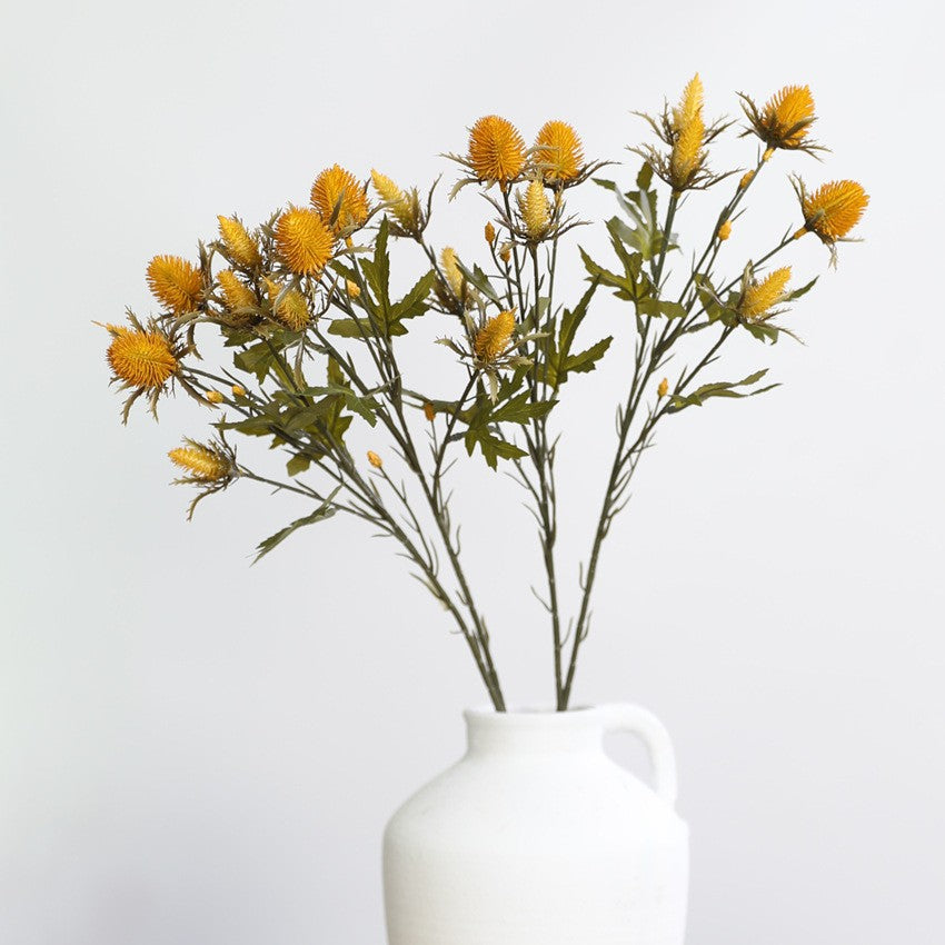 Künstliche Eryngium-Blüten in Herbstfarben, 68 cm, 2 Stiele – Realistische Dekoblumen für Vasen, Hochzeiten, Wohnaccessoires, Vintage-Stil