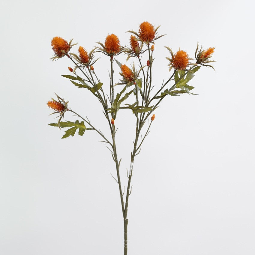 Künstliche Eryngium-Blüten in Herbstfarben, 68 cm, 2 Stiele – Realistische Dekoblumen für Vasen, Hochzeiten, Wohnaccessoires, Vintage-Stil
