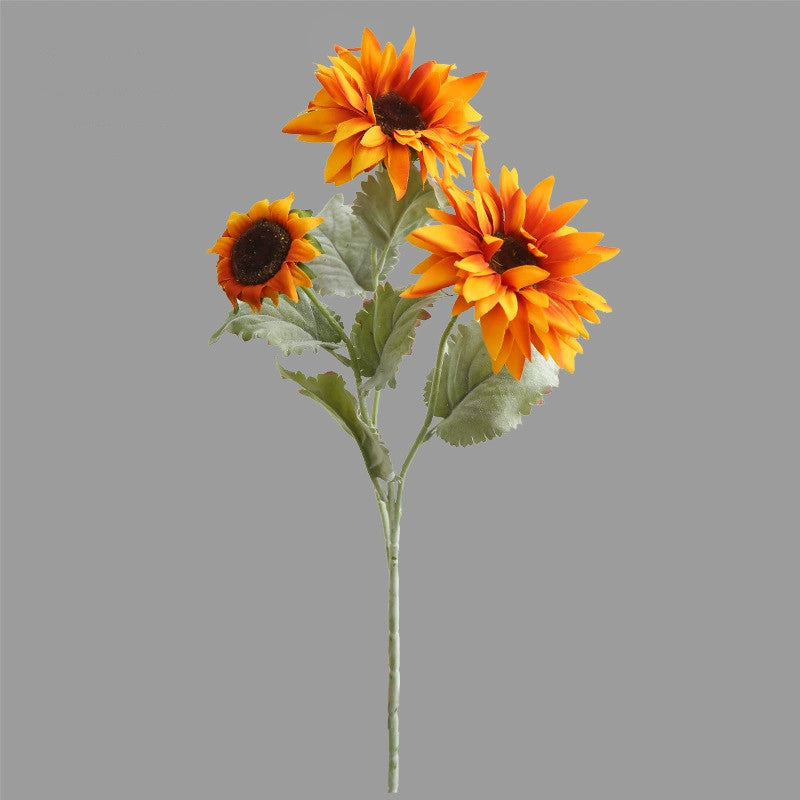 Künstliche Sonnenblumen, 50 cm, Real-Touch, 3 Blüten, Raumdekoration, Hochzeitsevent, Hoteldekoration