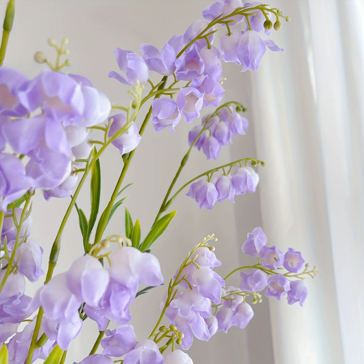 Künstliche Maiglöckchen 80 cm, realistische Seidenblumen, pastellfarben, für Hochzeit, Grabgestaltung, Innen- & Außendeko, Einzelstiel, ohne Vase