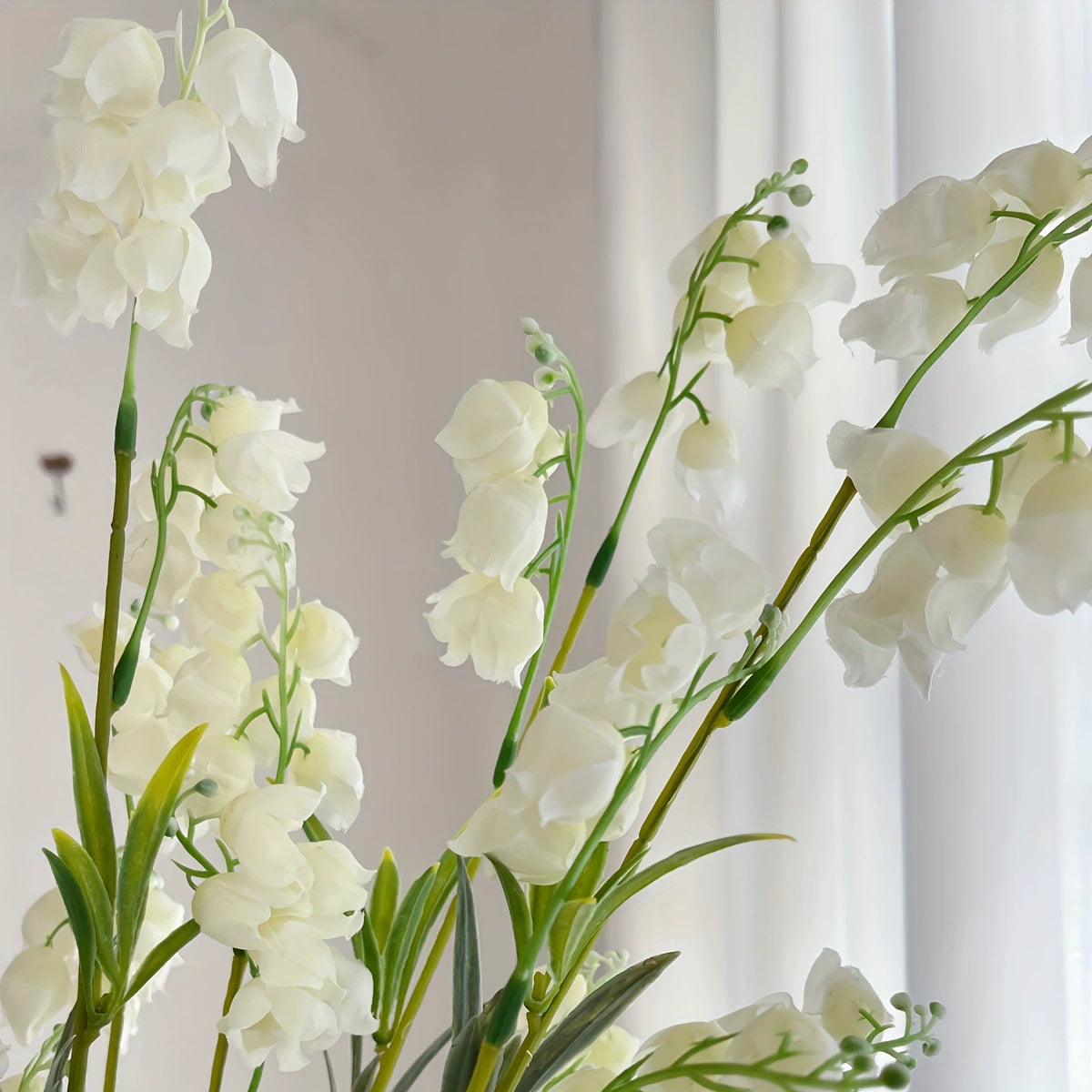 Künstliche Maiglöckchen 80 cm, realistische Seidenblumen, pastellfarben, für Hochzeit, Grabgestaltung, Innen- & Außendeko, Einzelstiel, ohne Vase