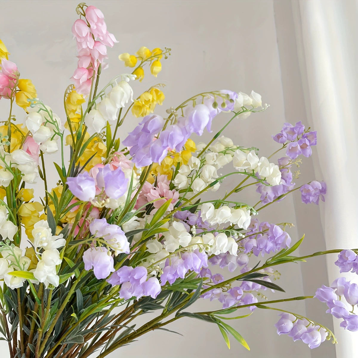 Künstliche Maiglöckchen 80 cm, realistische Seidenblumen, pastellfarben, für Hochzeit, Grabgestaltung, Innen- & Außendeko, Einzelstiel, ohne Vase