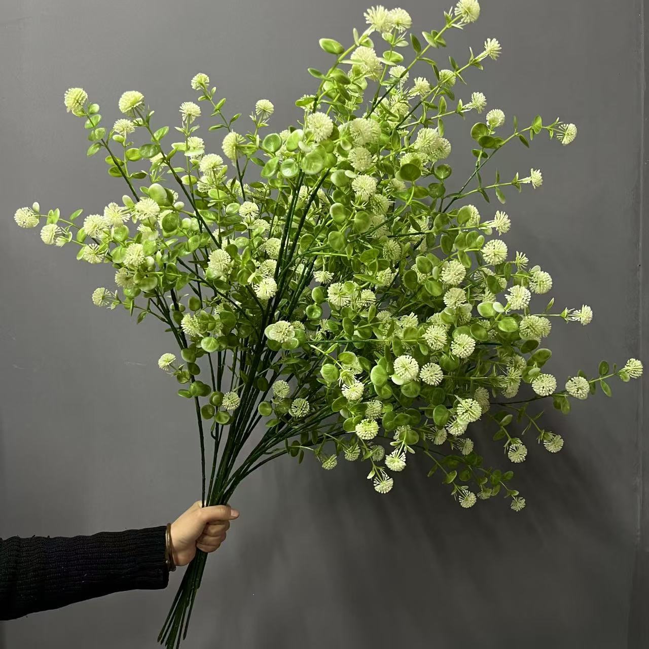 Künstlicher Sternkugelstrauch 90 cm, 5 Stängel – hochrealistisch, pflegeleicht für Hochzeit, Dekoration, Büro, Grabgestaltung