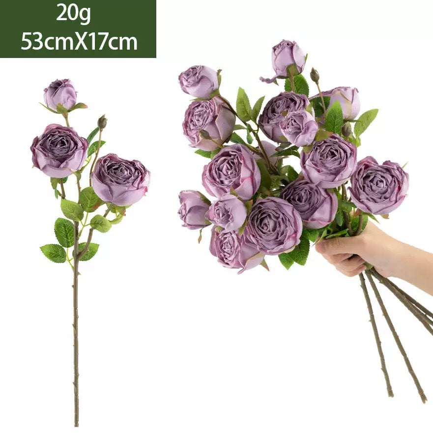 Künstliche Kaiserin-Rose 53 cm, Seidenblumenstrauß, realistische Blumen für Hochzeit, Dekoration, Shop, Büro, Zuhause, ganzjährig