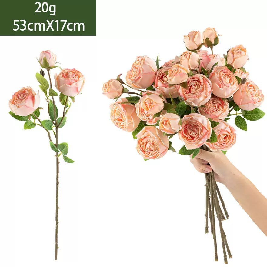 Künstliche Kaiserin-Rose 53 cm, Seidenblumenstrauß, realistische Blumen für Hochzeit, Dekoration, Shop, Büro, Zuhause, ganzjährig