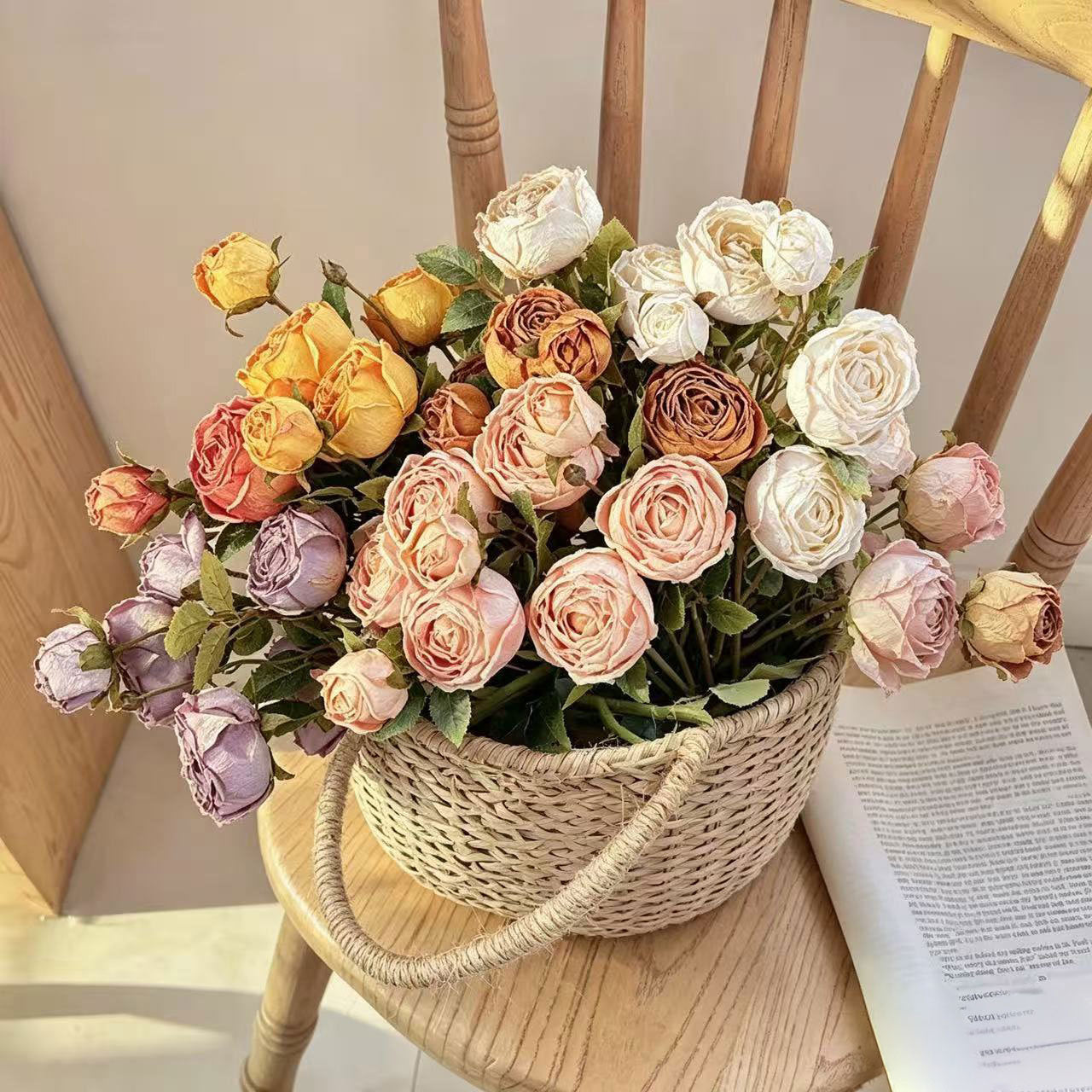 Künstliche Kaiserin-Rose 53 cm, Seidenblumenstrauß, realistische Blumen für Hochzeit, Dekoration, Shop, Büro, Zuhause, ganzjährig