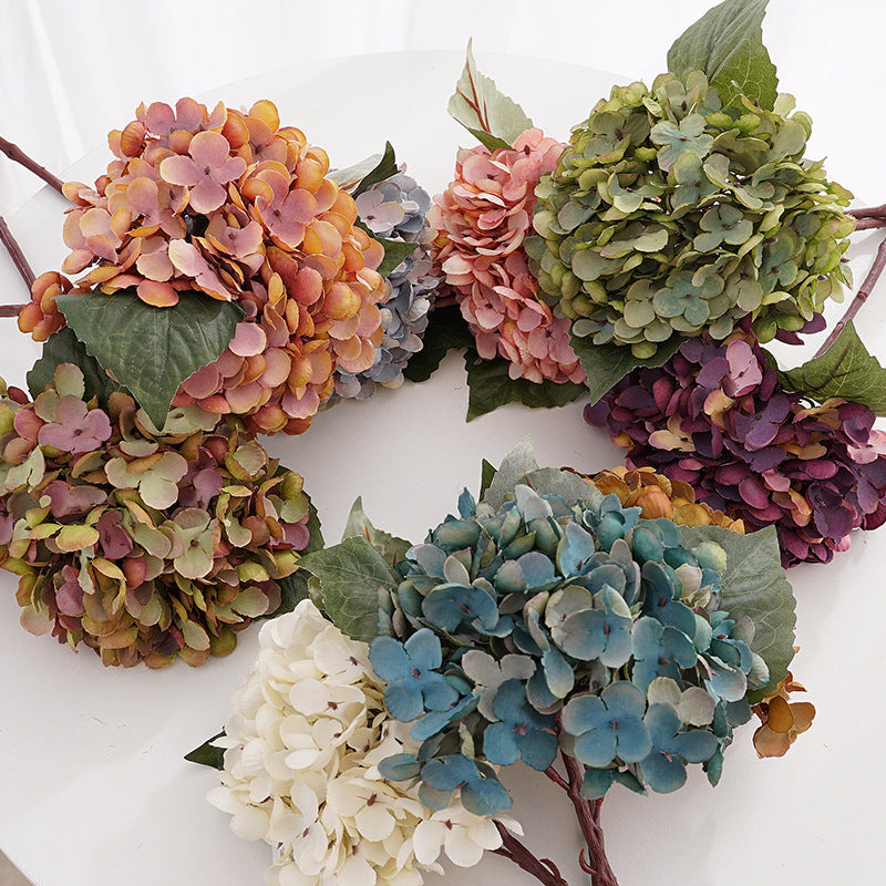 Künstliche Hortensie (33 cm) aus Seide, retro Farben, für Hochzeitsdeko, Wohnaccessoires, Hotel- & Gewerbedekoration