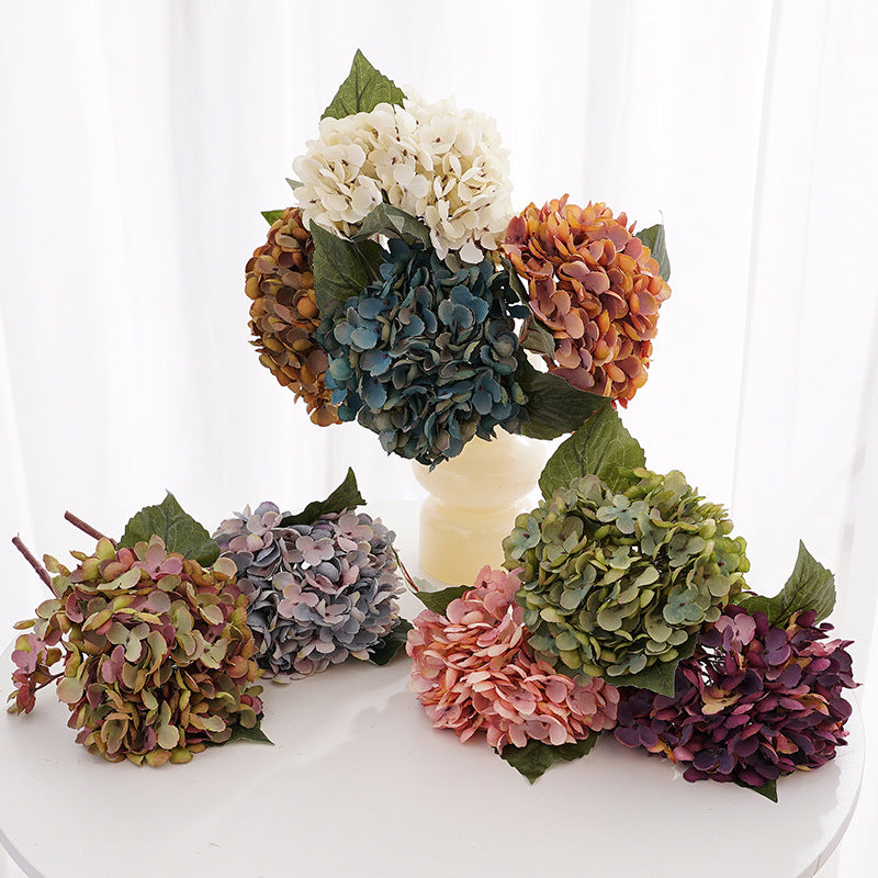 Künstliche Hortensie (33 cm) aus Seide, retro Farben, für Hochzeitsdeko, Wohnaccessoires, Hotel- & Gewerbedekoration