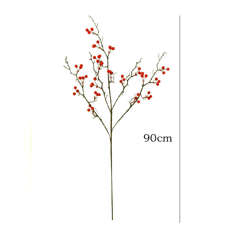 Künstliche Stechpalmenzweige mit roten Beeren, 62/80/90 cm, Real-Touch Kunststoff für Hochzeitsdeko, Grabschmuck & Wohnaccessoires