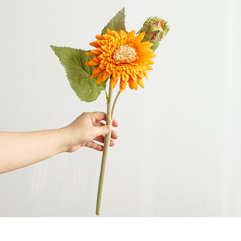 Teddybär-Sonnenblume künstlich, 46 cm, Seidenblume, realistische Deko für Vase, Hochzeit, Event, Laden, Büro, Wohnzimmer