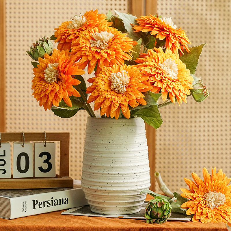 Teddybär-Sonnenblume künstlich, 46 cm, Seidenblume, realistische Deko für Vase, Hochzeit, Event, Laden, Büro, Wohnzimmer