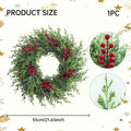 Weihnachtskranz aus künstlicher Tannenzweigen mit roten Beeren, 55 cm Durchmesser, für Innen- und Außendekoration, Weihnachtsdekoration, Haustür, Tischdekoration