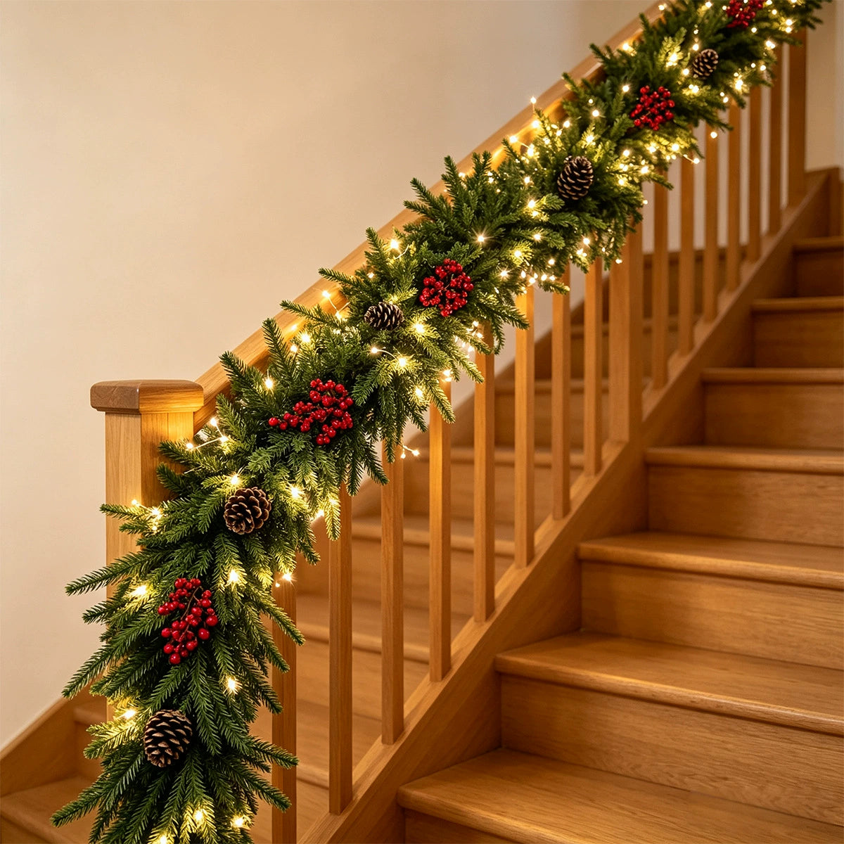 Künstliche Kiefernzapfen-Traube 180 cm, realistische Weihnachtsdeko für Treppe, Tisch, Hochzeit, Grabgestaltung, ganzjährig nutzbar