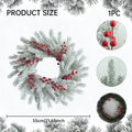 Weihnachtskranz mit Schnee und roten Beeren, 55 cm Durchmesser, realistisch, für Haustür, Fensterdekoration, Hochzeiten, Veranstaltungen