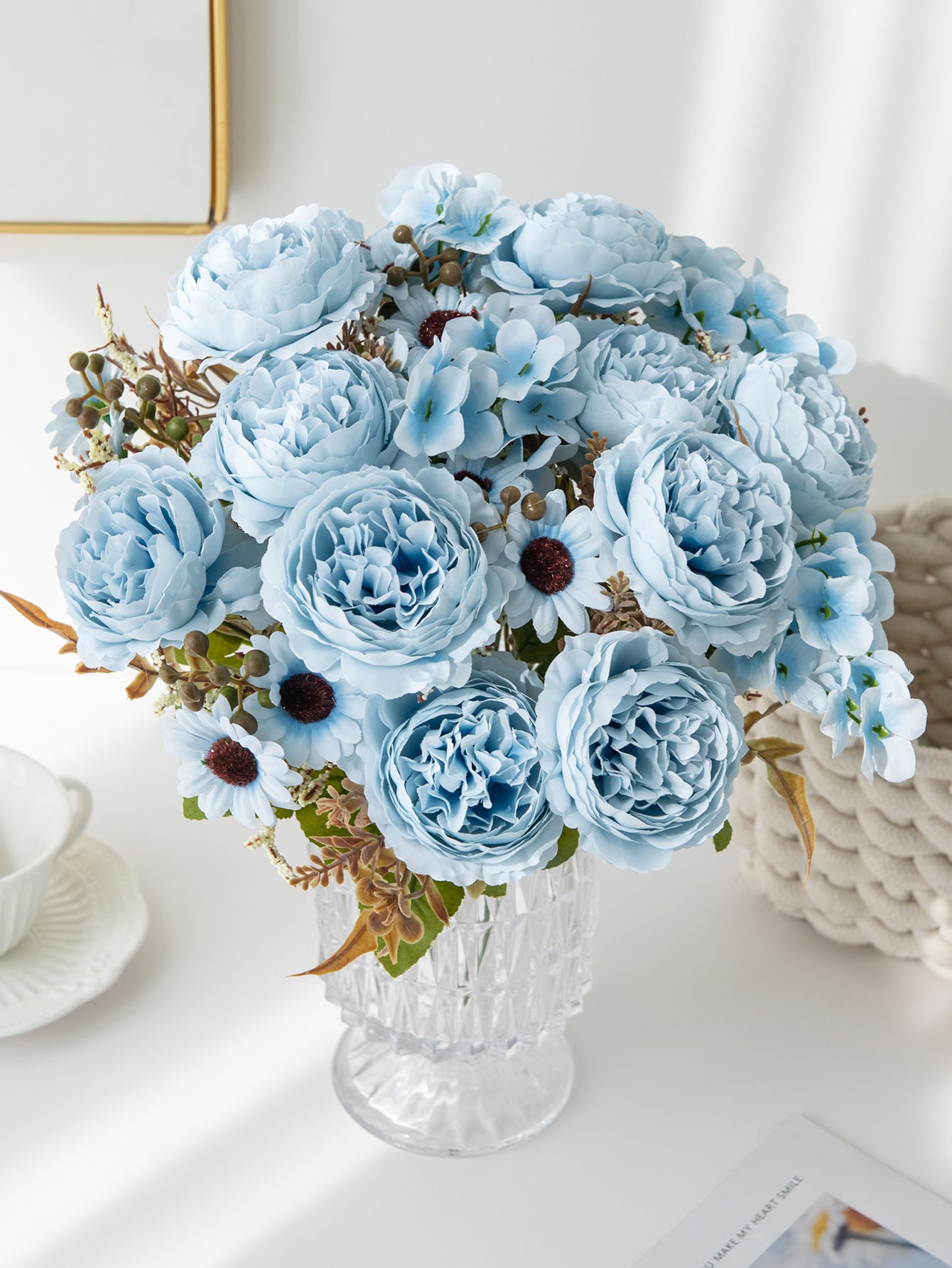 5 künstliche Pfingstrosen Mini-Bouquets, 30,5 cm, Seidenblumen, moderne Innenraumdekoration, Hochzeitsdekoration, Wohnaccessoires