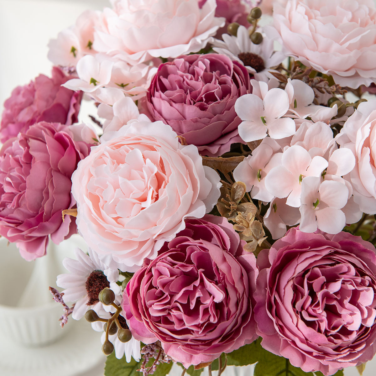 5 künstliche Pfingstrosen Mini-Bouquets, 30,5 cm, Seidenblumen, moderne Innenraumdekoration, Hochzeitsdekoration, Wohnaccessoires