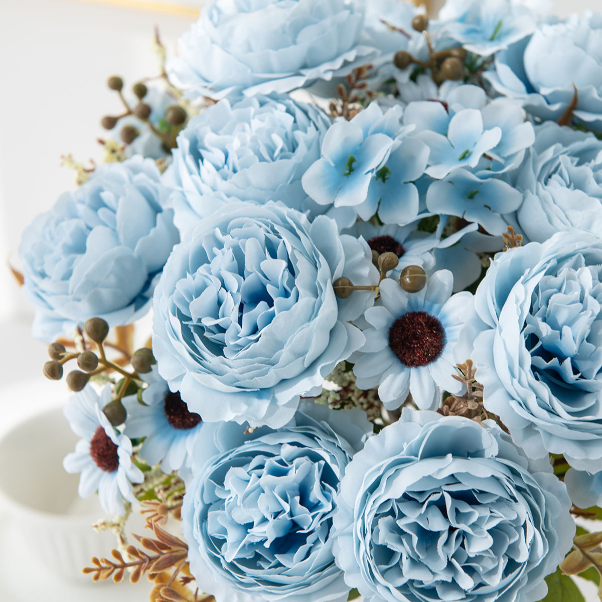 5 künstliche Pfingstrosen Mini-Bouquets, 30,5 cm, Seidenblumen, moderne Innenraumdekoration, Hochzeitsdekoration, Wohnaccessoires