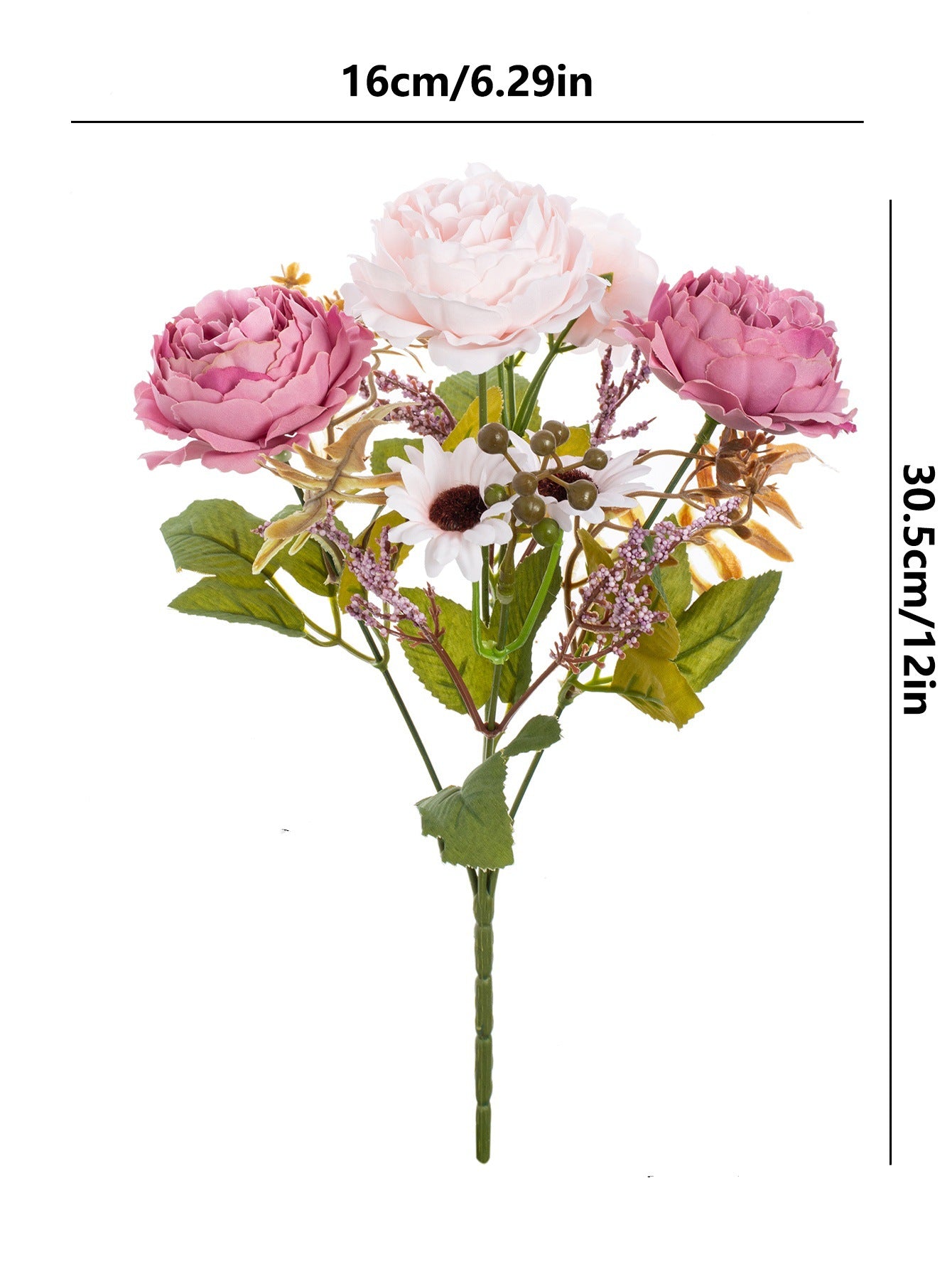 5 künstliche Pfingstrosen Mini-Bouquets, 30,5 cm, Seidenblumen, moderne Innenraumdekoration, Hochzeitsdekoration, Wohnaccessoires