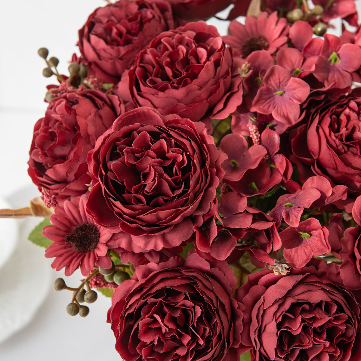 5 künstliche Pfingstrosen Mini-Bouquets, 30,5 cm, Seidenblumen, moderne Innenraumdekoration, Hochzeitsdekoration, Wohnaccessoires