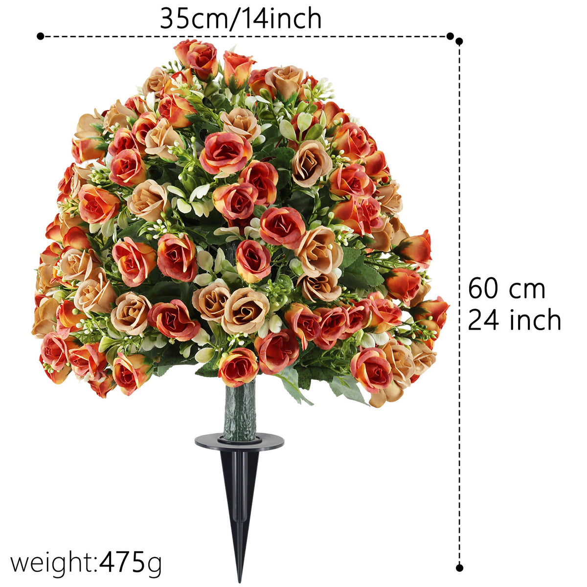 Künstliche Rosenstöcke, 60 cm,  Kunststoff, für Garten, Terrasse & Hochzeitsdeko