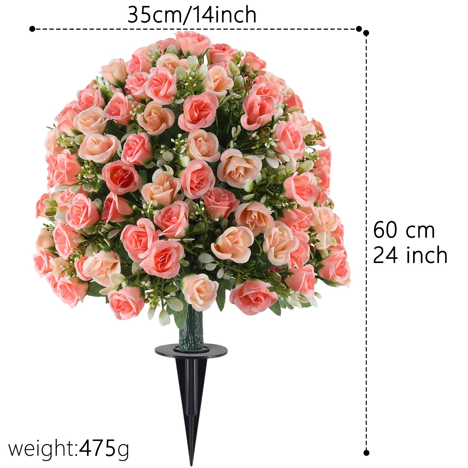 Künstliche Rosenstöcke, 60 cm,  Kunststoff, für Garten, Terrasse & Hochzeitsdeko