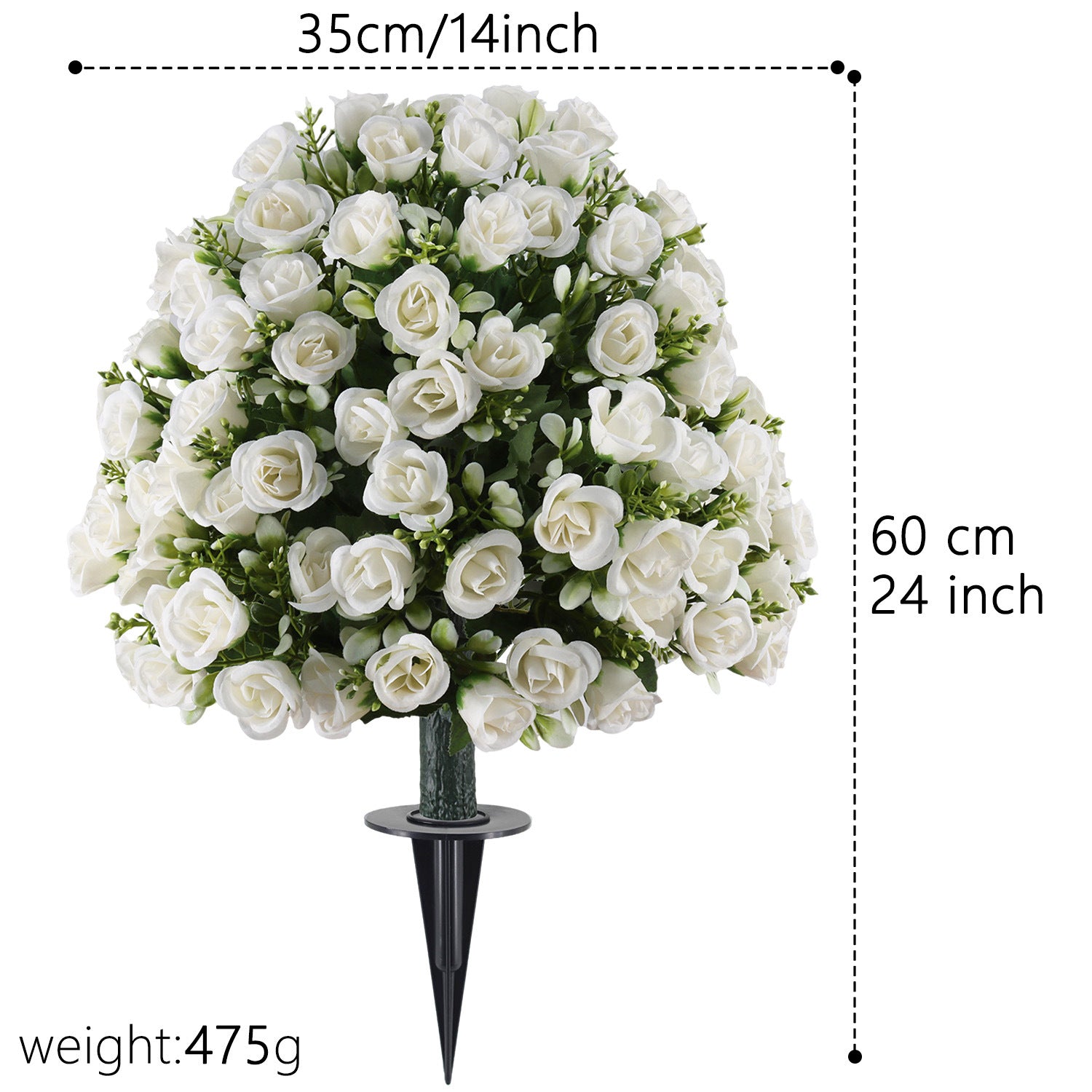Künstliche Rosenstöcke, 60 cm,  Kunststoff, für Garten, Terrasse & Hochzeitsdeko