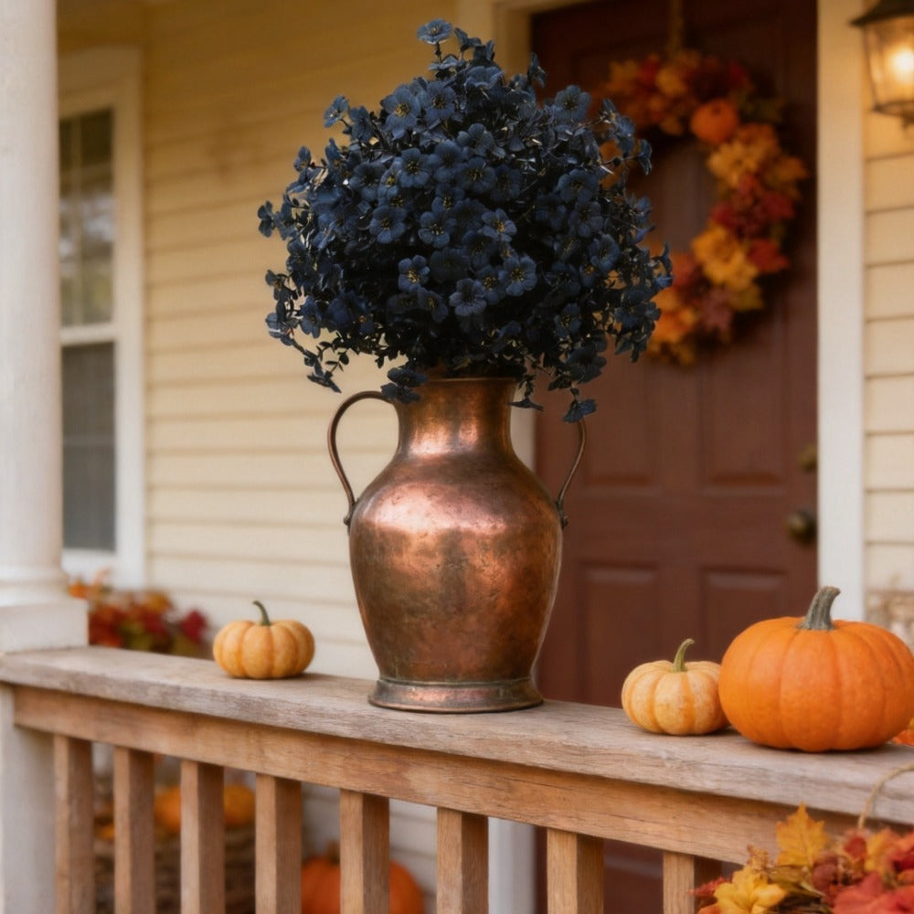 Künstliche Veilchen, 55 cm, 250 Blüten pro Bund, schwarz, für Halloween-Dekoration, Garten, Grabgestaltung, Wohnaccessoire