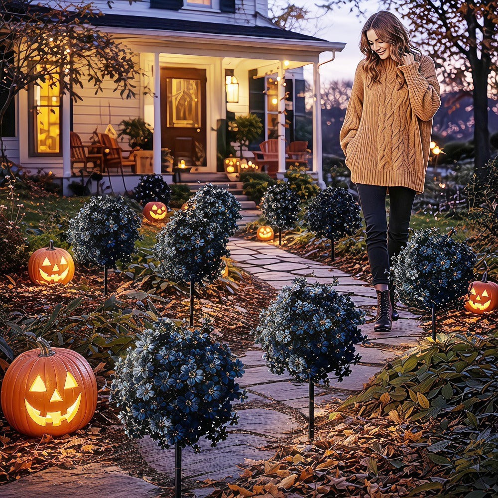 Künstliche Veilchen, 55 cm, 250 Blüten pro Bund, schwarz, für Halloween-Dekoration, Garten, Grabgestaltung, Wohnaccessoire
