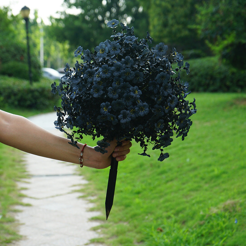 Künstliche Veilchen, 55 cm, 250 Blüten pro Bund, schwarz, für Halloween-Dekoration, Garten, Grabgestaltung, Wohnaccessoire