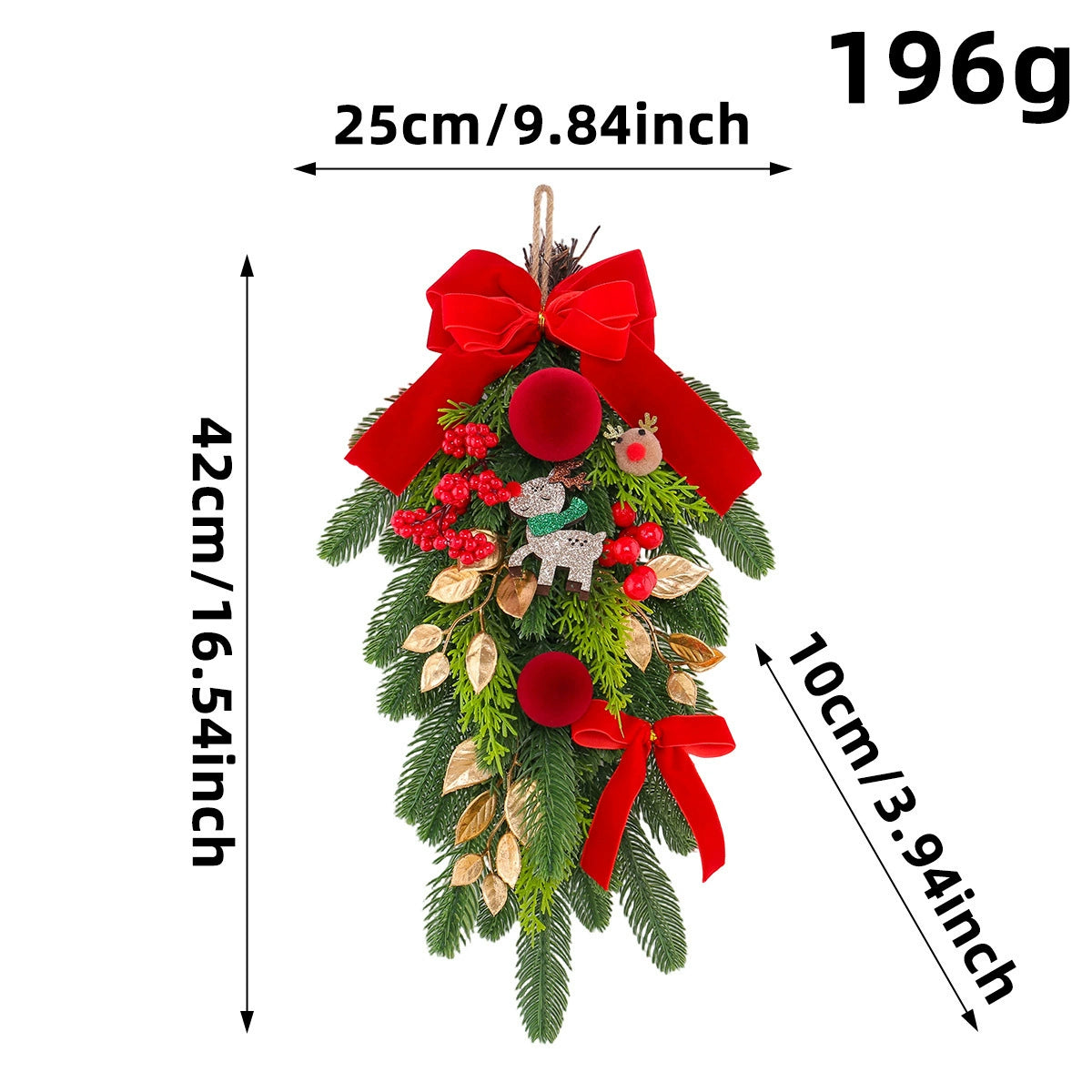 Rentier-Deko aus Rot-Samt, 48 cm, Weihnachtsgirlande & Türbehang für Hotel, Event, Festtagsdekoration – realistisch, langlebig, batchtauglich