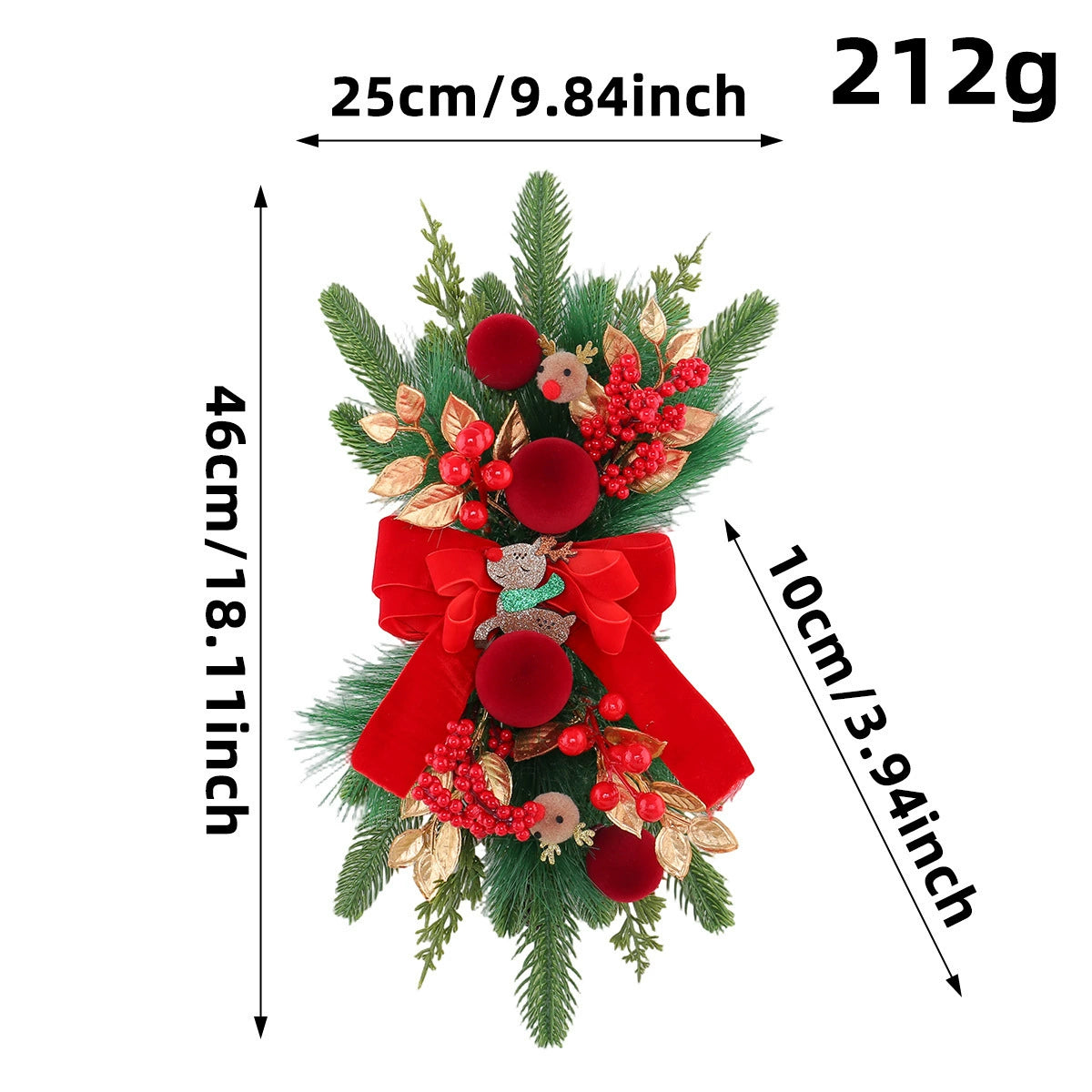 Rentier-Deko aus Rot-Samt, 48 cm, Weihnachtsgirlande & Türbehang für Hotel, Event, Festtagsdekoration – realistisch, langlebig, batchtauglich