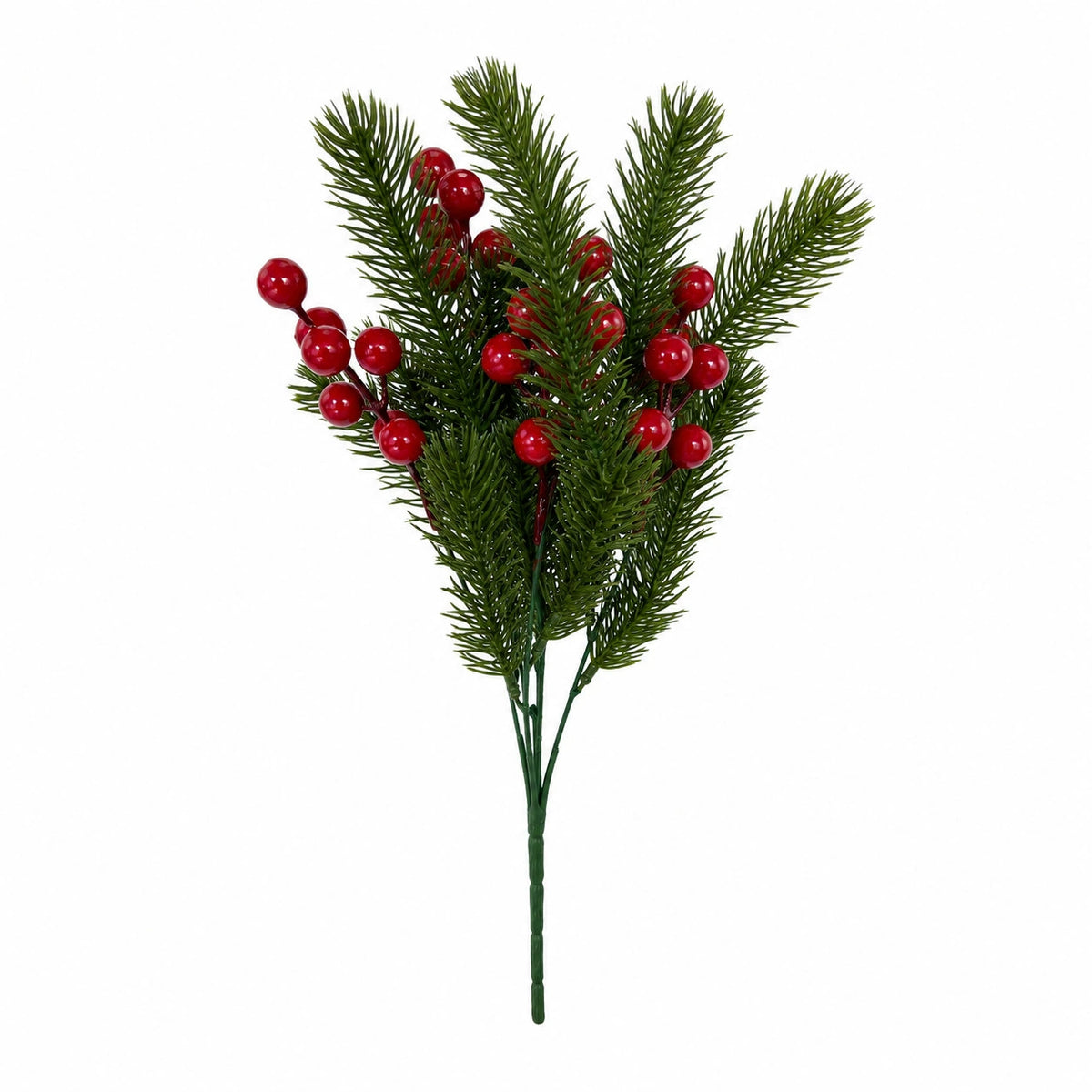 Künstliche Weihnachtszweige mit roten Beeren, 37 cm, realistische Kiefernzweige für Floristik, Hochzeit, Festdekoration, Schaufenster, Wohnraum