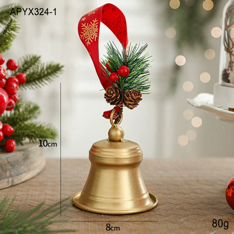 Metall Weihnachtsglocke Dekoration, 15 cm, Eisen, silberfarben, für Tür, Wand, Tischdekoration, Hochzeit, Weihnachtsmarkt
