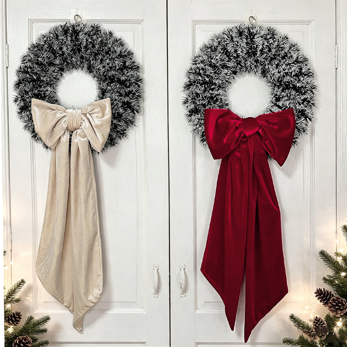 Weihnachtsdeko Schleife aus Samt, 209 cm lang, festliche Partydekoration, für Innen- und Außenbereich, Hochzeiten, Events