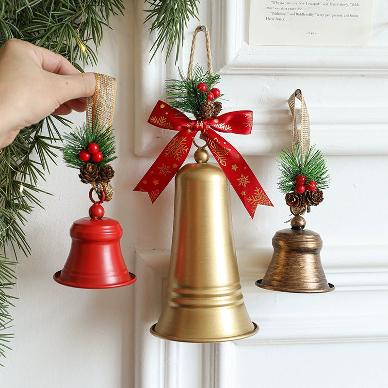 Metall Weihnachtsglocke Dekoration, 15 cm, Eisen, silberfarben, für Tür, Wand, Tischdekoration, Hochzeit, Weihnachtsmarkt