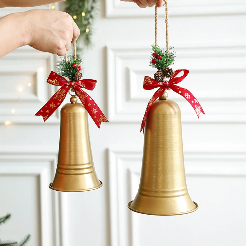 Metall Weihnachtsglocke Dekoration, 15 cm, Eisen, silberfarben, für Tür, Wand, Tischdekoration, Hochzeit, Weihnachtsmarkt