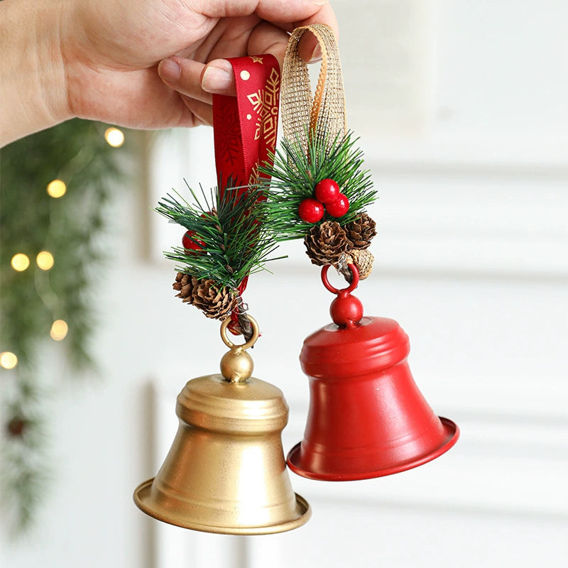 Metall Weihnachtsglocke Dekoration, 15 cm, Eisen, silberfarben, für Tür, Wand, Tischdekoration, Hochzeit, Weihnachtsmarkt