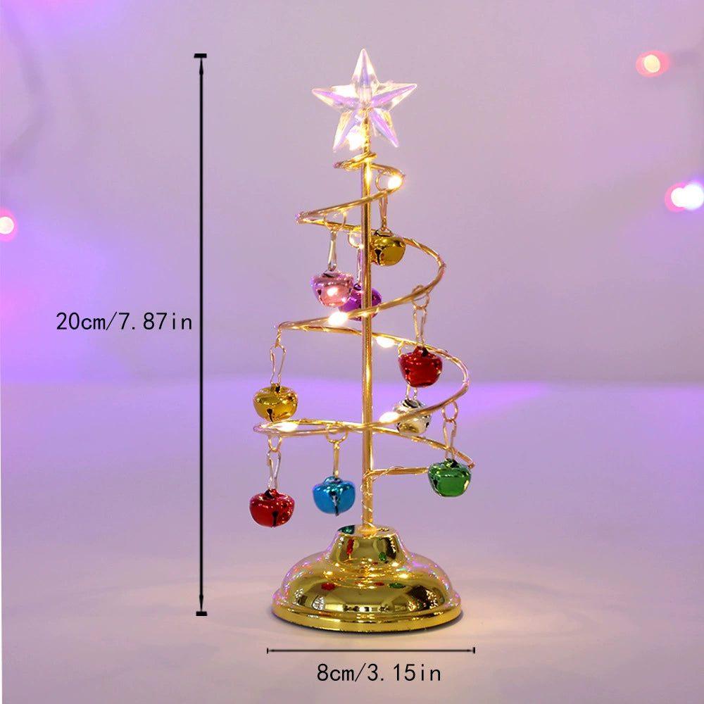 LED-Weihnachtsbaum aus Metall, 26 cm hoch, gold oder silber, perfekt für Weihnachtsdekoration, Geschenke, Heimdekoration