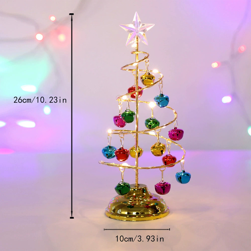 LED-Weihnachtsbaum aus Metall, 26 cm hoch, gold oder silber, perfekt für Weihnachtsdekoration, Geschenke, Heimdekoration