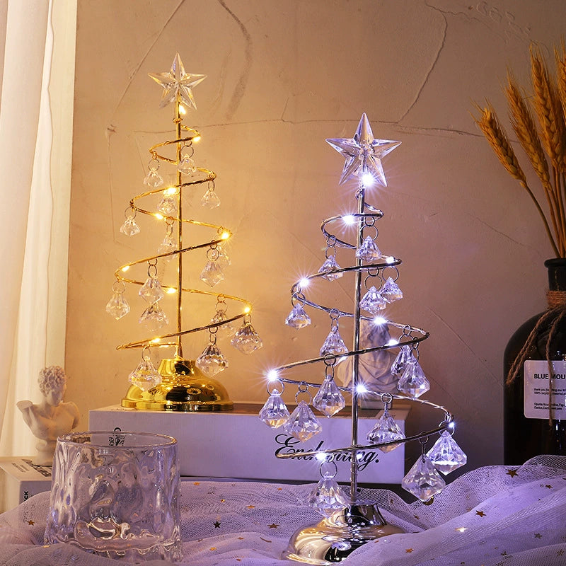 LED-Weihnachtsbaum aus Metall, 26 cm hoch, gold oder silber, perfekt für Weihnachtsdekoration, Geschenke, Heimdekoration