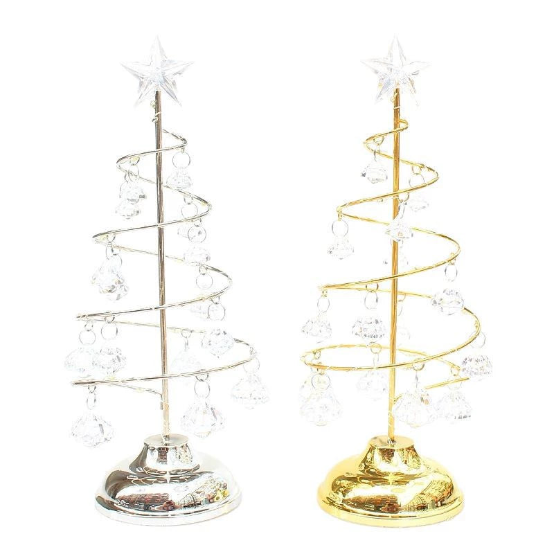 LED-Weihnachtsbaum aus Metall, 26 cm hoch, gold oder silber, perfekt für Weihnachtsdekoration, Geschenke, Heimdekoration