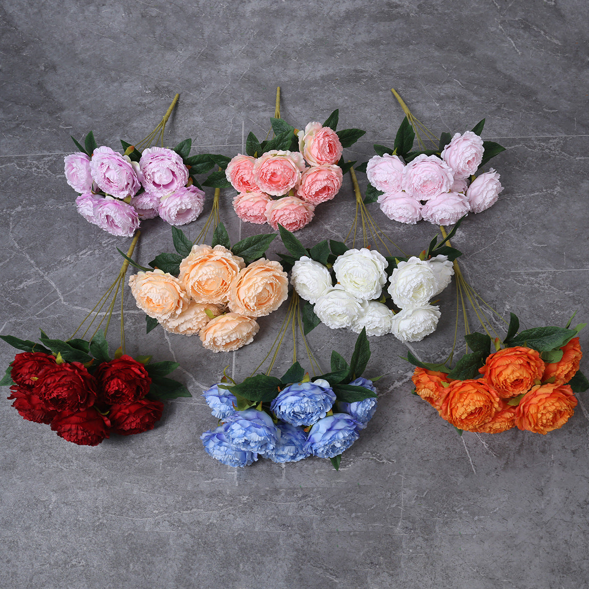 Künstliche Pfingstrosen (7 Stück), 49 cm lang,  Material, für Hochzeiten, Home Decor und Einzelhandel, Blütendurchmesser 9 cm