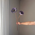 75cm große Mohnblume aus Real-Touch-Material, 2 Blüten, 14cm Durchmesser, lila, dunkelbraun, burgunderrot – perfekt für Hochzeiten, Wohnkultur, Einzelhandel