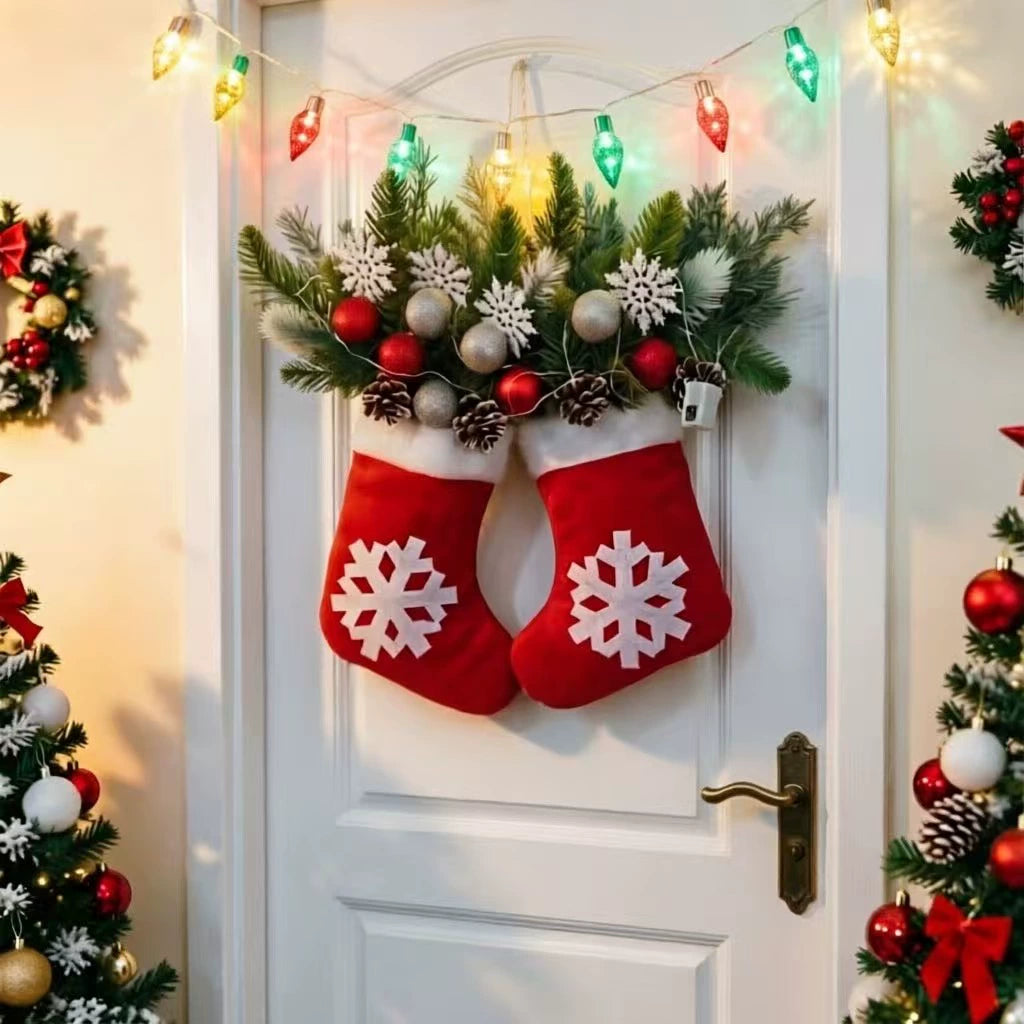Weihnachtskranz mit Handschuh-Dekor, 40 cm, LED-Beleuchtung, für Innenraum, Wohnzimmer, Geschäfte, Events