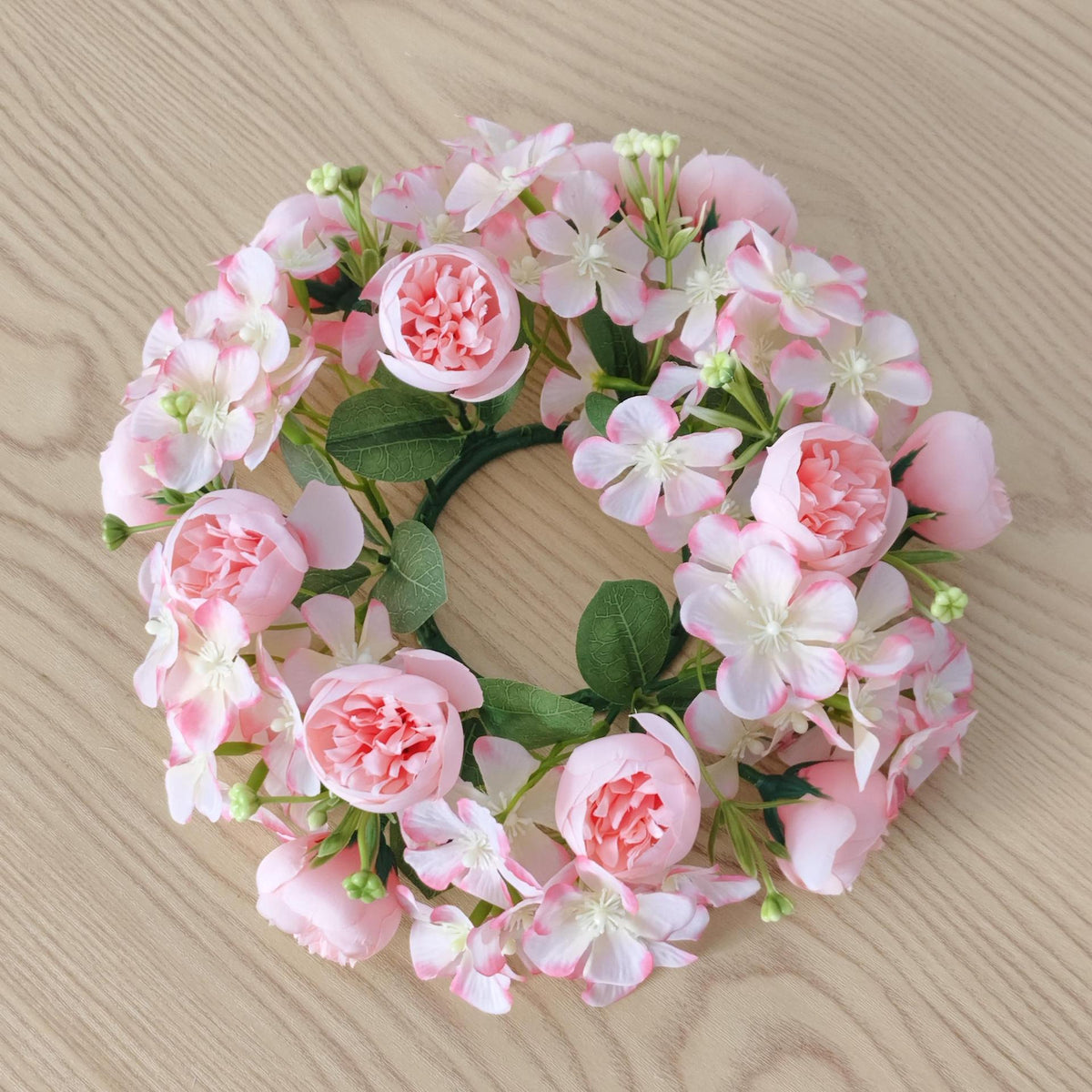Künstliche Pfingstrosen-Kerzenring mit Wildblumen, 23 cm Durchmesser, aus Seide, für Hochzeiten, Innendekoration und Events