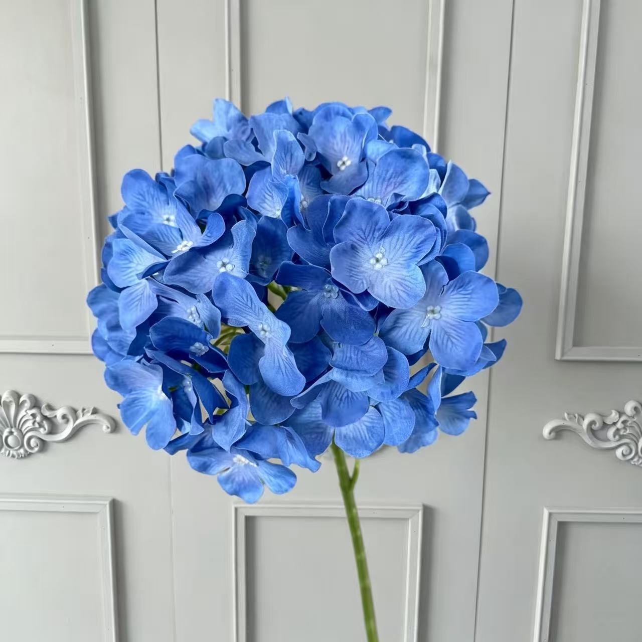 Künstliche Hortensie, 67 cm, hochwertig naturgetreu, für Hochzeit, Trauerfeier, Dekoration, Innenraum, 1 Stiel