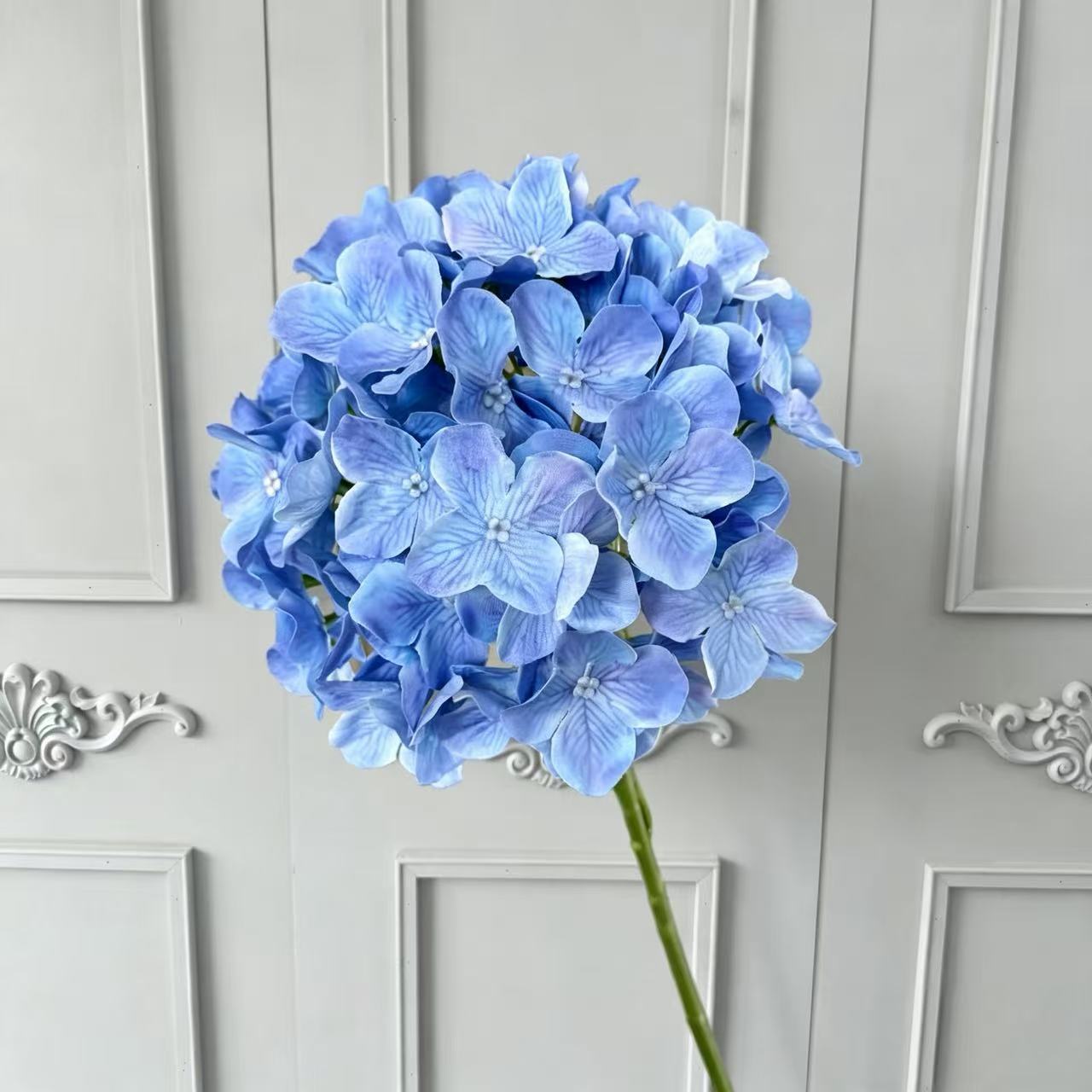 Künstliche Hortensie, 67 cm, hochwertig naturgetreu, für Hochzeit, Trauerfeier, Dekoration, Innenraum, 1 Stiel