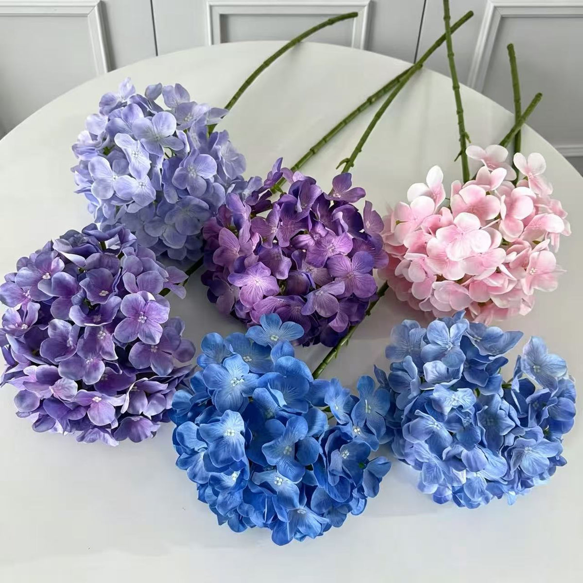 Künstliche Hortensie, 67 cm, hochwertig naturgetreu, für Hochzeit, Trauerfeier, Dekoration, Innenraum, 1 Stiel