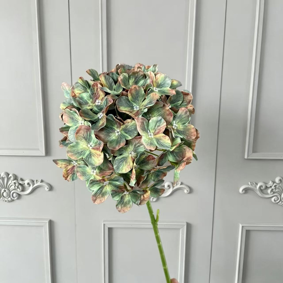 Künstliche Hortensie, 67 cm, hochwertig naturgetreu, für Hochzeit, Trauerfeier, Dekoration, Innenraum, 1 Stiel